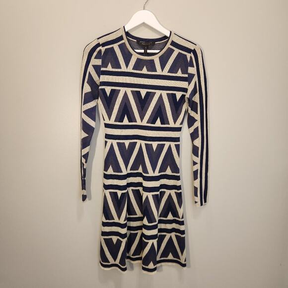 BCBGMaxAzria Dresses & Skirts - BCBGMaxAzria Sweater Dress Slate Combo Malina Zigzag Western Tribal - Size XS